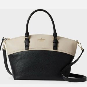 Kate Spade Black and Cream Satchel with Gold Accents